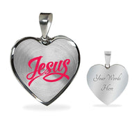 Load image into Gallery viewer, Designs by MyUtopia Shout Out:Jesus Fish Christian Faith Personalized Engravable Keepsake Heart Necklace,Stainless Steel / Yes,Necklace
