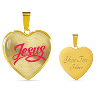 Load image into Gallery viewer, Designs by MyUtopia Shout Out:Jesus Fish Christian Faith Personalized Engravable Keepsake Heart Necklace,18k Gold finish on Stainless Steel / Yes,Necklace
