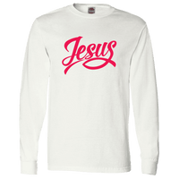 Load image into Gallery viewer, Designs by MyUtopia Shout Out:Jesus Fish Christian Long Sleeve T-Shirt,White / S,Long Sleeve T-Shirts
