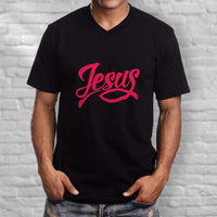 Load image into Gallery viewer, Designs by MyUtopia Shout Out:Jesus Fish Christian Unisex V-Neck Tee
