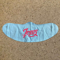 Load image into Gallery viewer, Designs by MyUtopia Shout Out:Jesus Fish Fabric Face Covering / Face Mask,Light Blue,Fabric Face Mask
