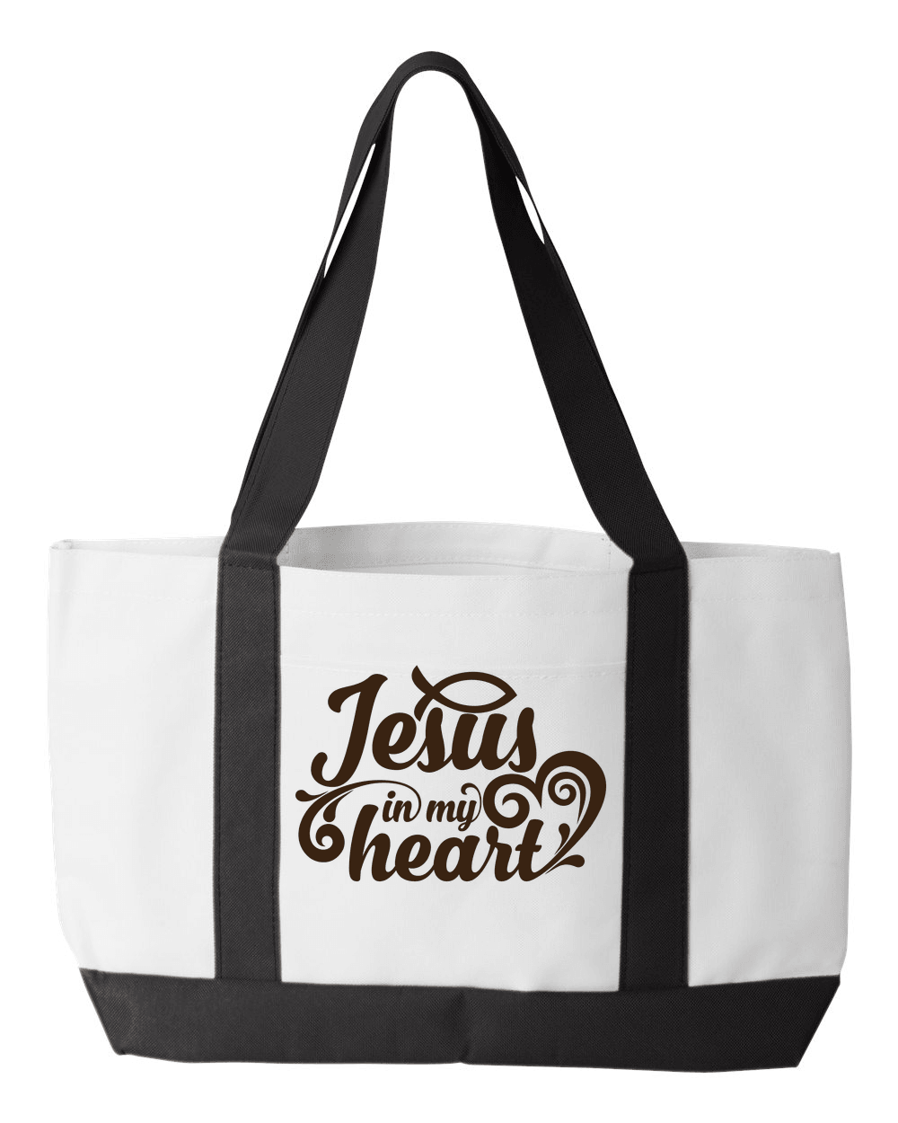 Designs by MyUtopia Shout Out:Jesus In My Heart Christian Faith Canvas Totebag Gym / Beach / Pool Gear Bag,White,Gym Totebag