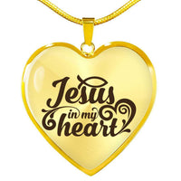 Load image into Gallery viewer, Designs by MyUtopia Shout Out:Jesus In My Heart Christian Faith Personalized Engravable Keepsake Heart Necklace,18k Gold finish on Stainless Steel / No,Necklace

