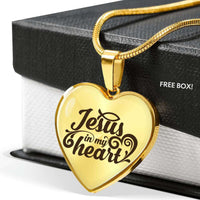 Load image into Gallery viewer, Designs by MyUtopia Shout Out:Jesus In My Heart Christian Faith Personalized Engravable Keepsake Heart Necklace
