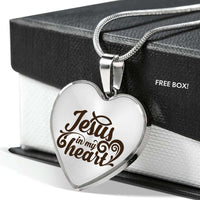 Load image into Gallery viewer, Designs by MyUtopia Shout Out:Jesus In My Heart Christian Faith Personalized Engravable Keepsake Heart Necklace
