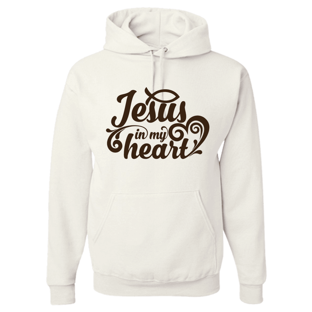 Designs by MyUtopia Shout Out:Jesus In My Heart Christian Pullover Hoodie,S / White,Pullover Hoodie
