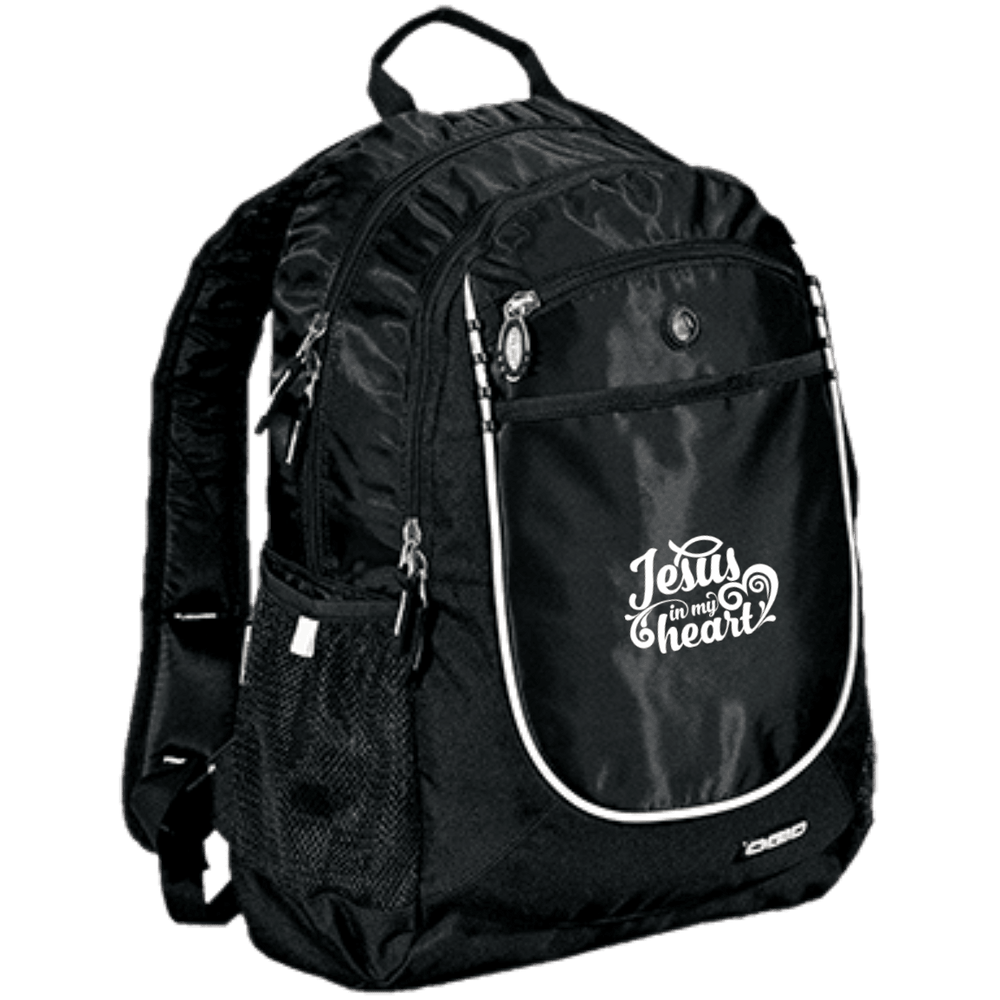 Designs by MyUtopia Shout Out:Jesus in My Heart Embroidered OGIO Rugged Bookbag Backpack - Black,Black / One Size,Backpacks