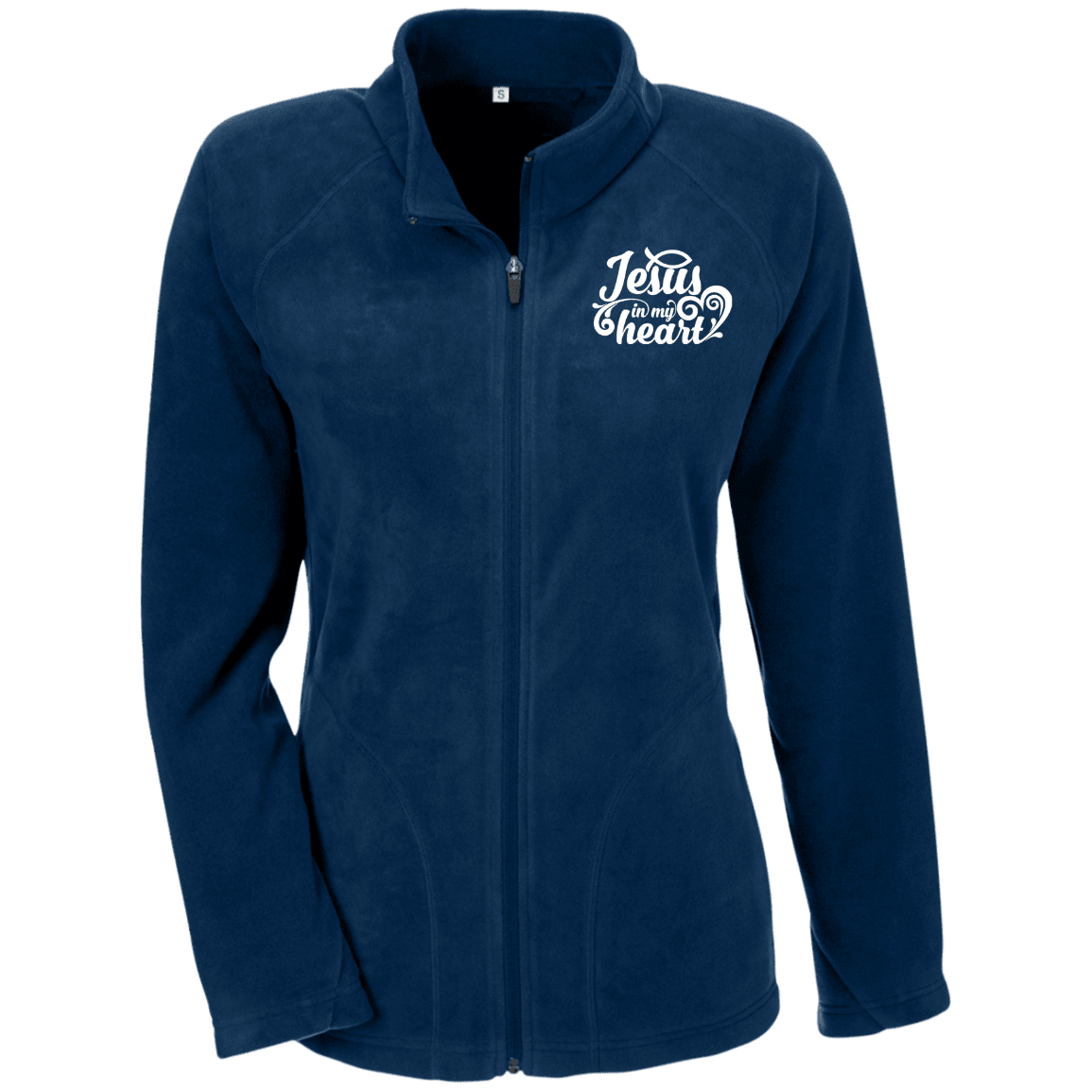 Designs by MyUtopia Shout Out:Jesus in My Heart Embroidered Team 365 Ladies' Microfleece Jacket - Navy Blue,Dark Navy / X-Small,Jackets