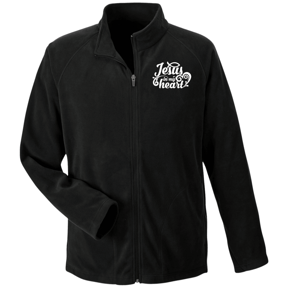 Designs by MyUtopia Shout Out:Jesus in My Heart Embroidered Team 365 Microfleece Unisex Jacket - Black,Black / X-Small,Jackets