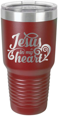 Load image into Gallery viewer, Designs by MyUtopia Shout Out:Jesus In My Heart Engraved Insulated Double Wall Steel Tumbler Travel Mug
