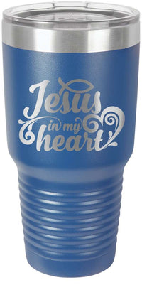 Load image into Gallery viewer, Designs by MyUtopia Shout Out:Jesus In My Heart Engraved Insulated Double Wall Steel Tumbler Travel Mug,Royal / 30 oz,Polar Camel Tumbler

