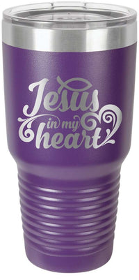 Load image into Gallery viewer, Designs by MyUtopia Shout Out:Jesus In My Heart Engraved Insulated Double Wall Steel Tumbler Travel Mug,Purple / 30 oz,Polar Camel Tumbler
