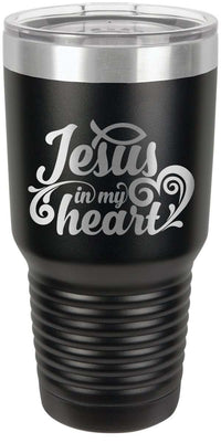 Load image into Gallery viewer, Designs by MyUtopia Shout Out:Jesus In My Heart Engraved Insulated Double Wall Steel Tumbler Travel Mug,Black / 30 oz,Polar Camel Tumbler
