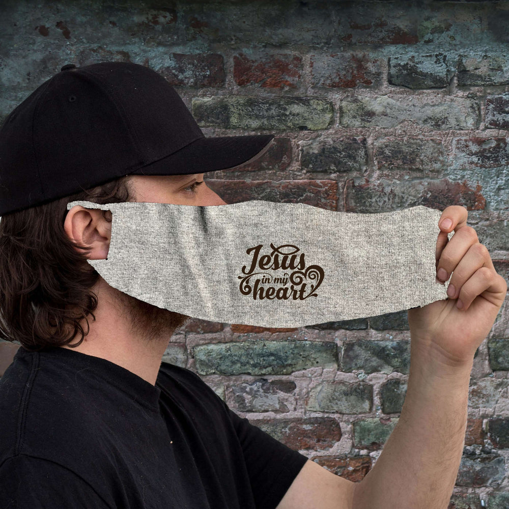 Designs by MyUtopia Shout Out:Jesus In My Heart Fabric Face Covering / Face Mask