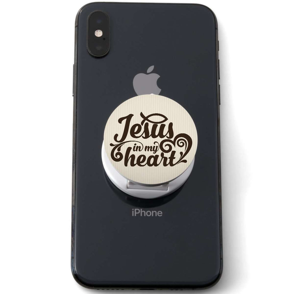 Designs by MyUtopia Shout Out:Jesus In My Heart Hinged Phone Grip for Smartphones and Tablets