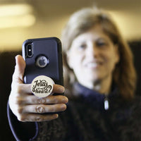 Load image into Gallery viewer, Designs by MyUtopia Shout Out:Jesus In My Heart Hinged Phone Grip for Smartphones and Tablets
