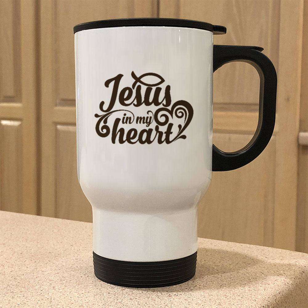 Designs by MyUtopia Shout Out:Jesus In My Heart Stainless Steel Travel Mug