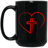 Load image into Gallery viewer, Designs by MyUtopia Shout Out:Jesus is inside My Heart Cross inside a Heart Ceramic Coffee Mug - Black,15 oz / Black,Ceramic Coffee Mug
