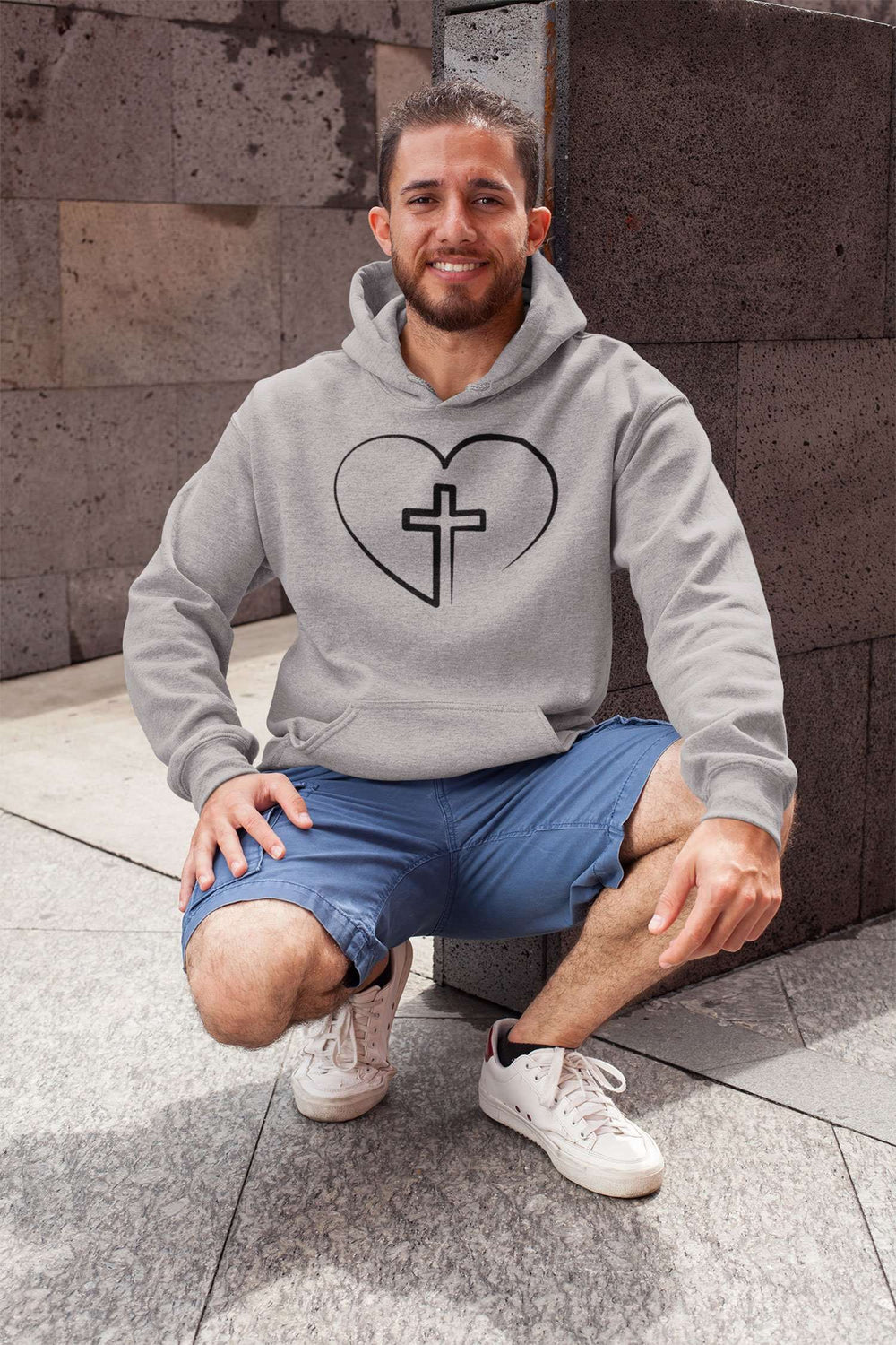 Designs by MyUtopia Shout Out:Jesus is inside My Heart Cross inside a Heart Core Fleece Pullover Hoodie