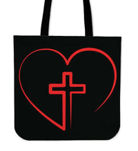 Load image into Gallery viewer, Designs by MyUtopia Shout Out:Jesus is inside My Heart Cross inside a Heart Fabric Totebag Reusable Shopping Tote
