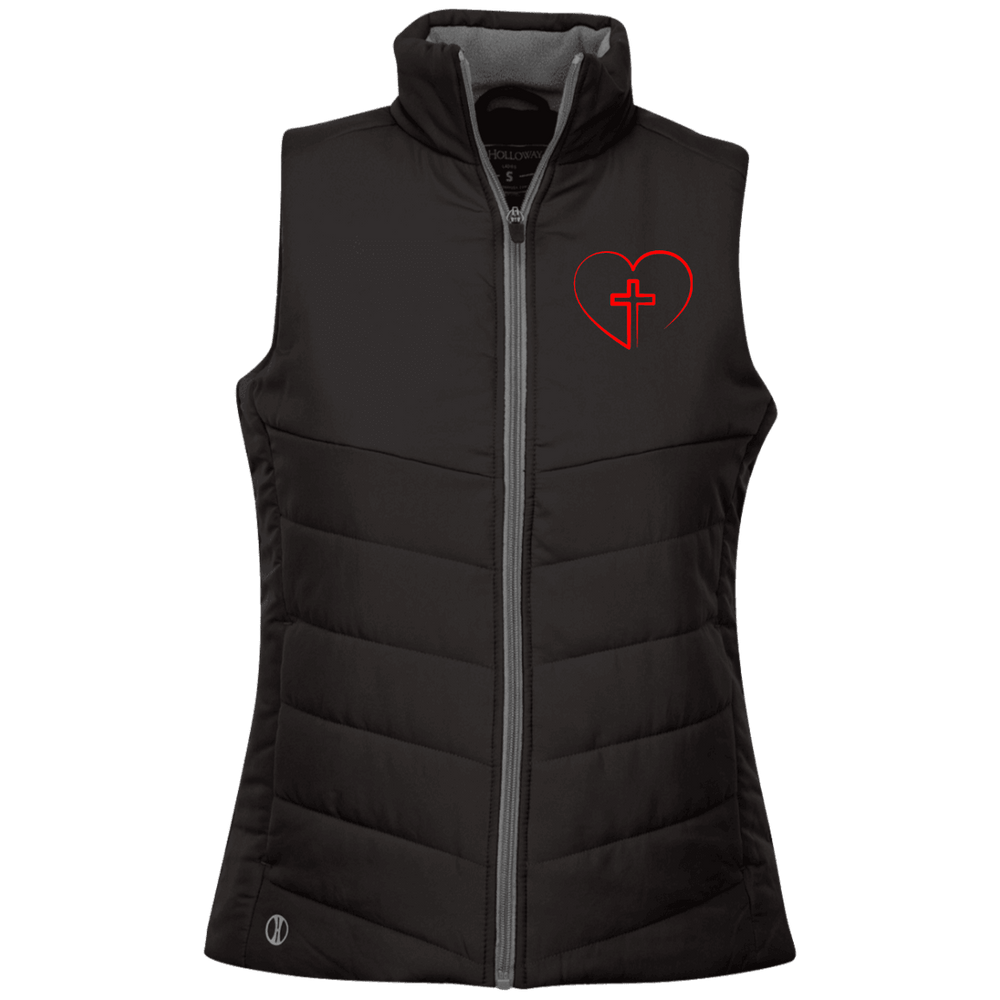 Designs by MyUtopia Shout Out:Jesus is inside My Heart Cross inside a Heart Ladies' Quilted Vest,X-Small / Black,Jackets