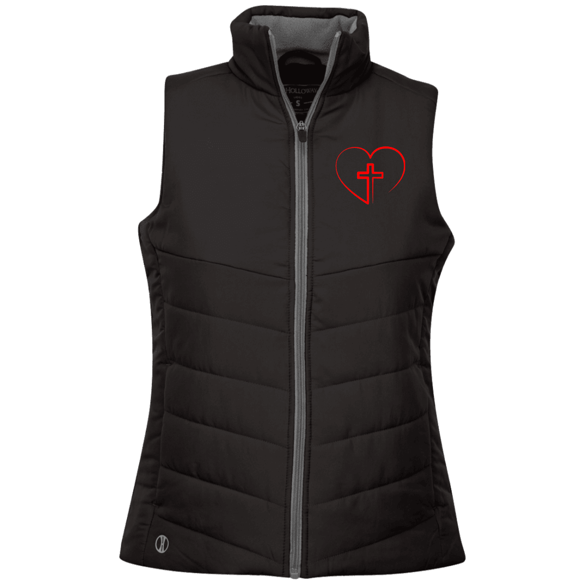 Designs by MyUtopia Shout Out:Jesus is inside My Heart Cross inside a Heart Ladies' Quilted Vest,X-Small / Black,Jackets