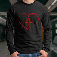 Load image into Gallery viewer, Designs by MyUtopia Shout Out:Jesus is inside My Heart Cross inside a Heart Long Sleeve Ultra Cotton Unisex T-Shirt
