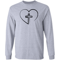 Load image into Gallery viewer, Designs by MyUtopia Shout Out:Jesus is inside My Heart Cross inside a Heart Long Sleeve Ultra Cotton Unisex T-Shirt,Sport Grey / S,Long Sleeve T-Shirts
