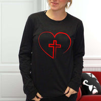 Load image into Gallery viewer, Designs by MyUtopia Shout Out:Jesus is inside My Heart Cross inside a Heart Long Sleeve Ultra Cotton Unisex T-Shirt
