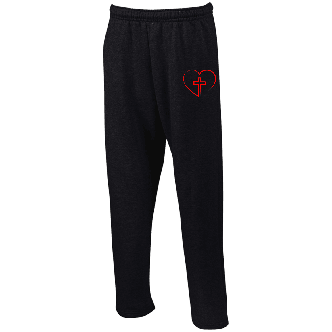 Designs by MyUtopia Shout Out:Jesus is inside My Heart Cross inside a Heart Open Bottom Sweatpants with Pockets,S / Black,Pants