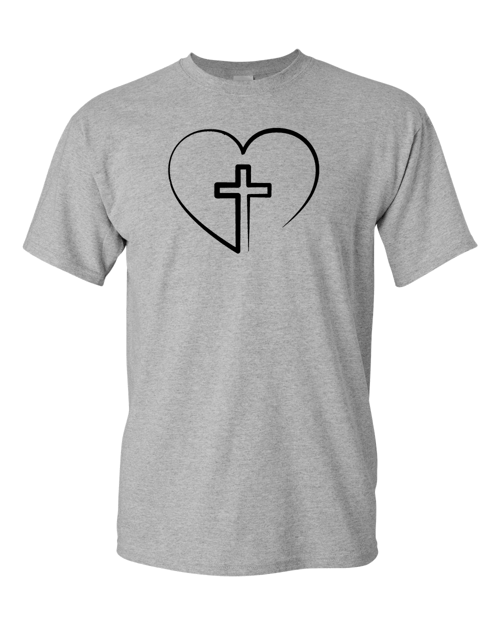 Designs by MyUtopia Shout Out:Jesus is inside My Heart Cross inside a Heart Premium Cotton Unisex T-Shirt,S / Athletic Heather,Adult Unisex T-Shirt
