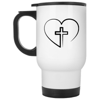 Load image into Gallery viewer, Designs by MyUtopia Shout Out:Jesus is inside My Heart Cross inside a Heart Stainless Steel Travel Mug
