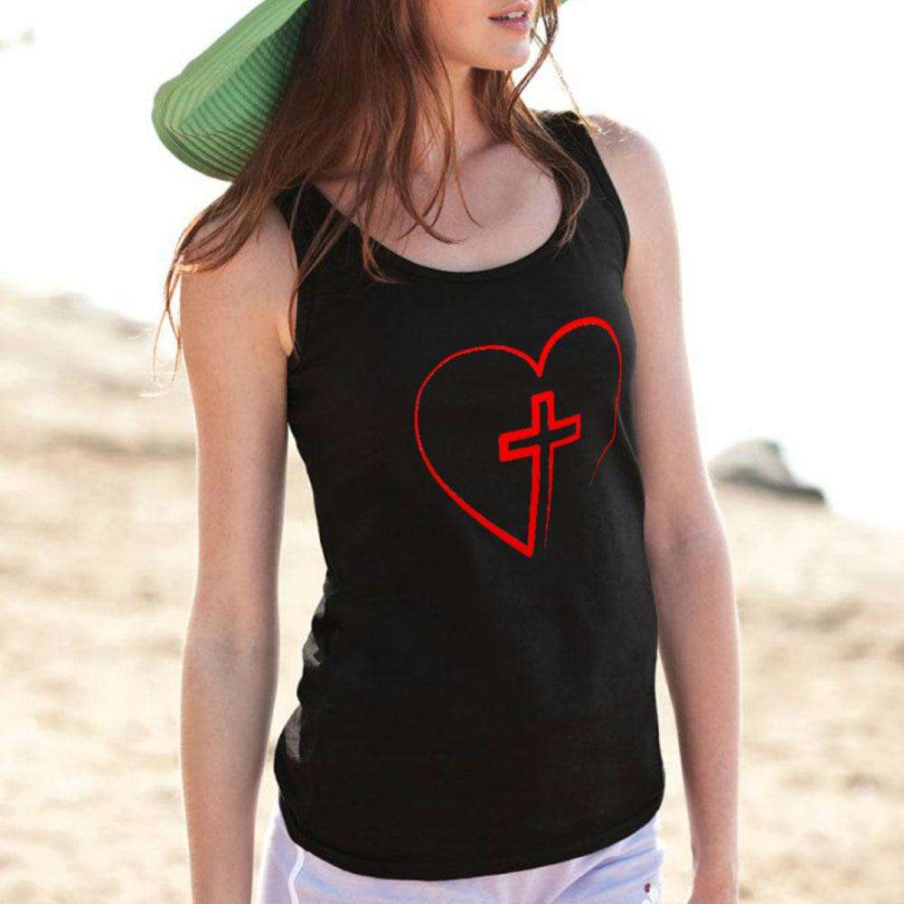 Designs by MyUtopia Shout Out:Jesus is inside My Heart Cross inside a Heart Ultra Cotton Unisex Tank Top