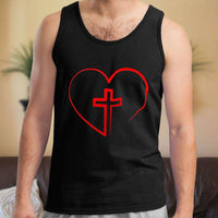 Load image into Gallery viewer, Designs by MyUtopia Shout Out:Jesus is inside My Heart Cross inside a Heart Ultra Cotton Unisex Tank Top
