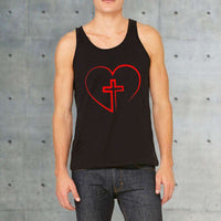 Load image into Gallery viewer, Designs by MyUtopia Shout Out:Jesus is inside My Heart Cross inside a Heart Ultra Cotton Unisex Tank Top
