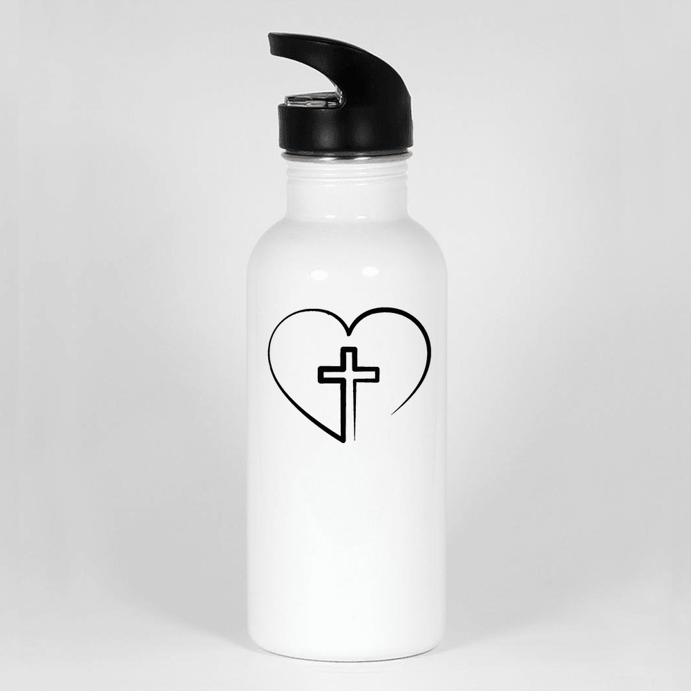 Designs by MyUtopia Shout Out:Jesus is inside My Heart Cross inside a Heart Wide mouth Stainless Steel Water Bottle,Default Title,Water Bottles