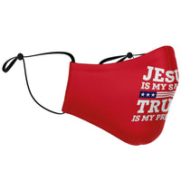 Load image into Gallery viewer, Designs by MyUtopia Shout Out:Jesus is my Savior - Trump Is My President Fitted Face Mask w. Adjustable Ear Loops
