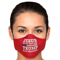 Load image into Gallery viewer, Designs by MyUtopia Shout Out:Jesus is my Savior - Trump Is My President Fitted Face Mask w. Adjustable Ear Loops
