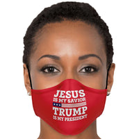Load image into Gallery viewer, Designs by MyUtopia Shout Out:Jesus is my Savior - Trump Is My President Fitted Face Mask w. Adjustable Ear Loops

