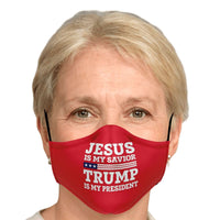 Load image into Gallery viewer, Designs by MyUtopia Shout Out:Jesus is my Savior - Trump Is My President Fitted Face Mask w. Adjustable Ear Loops
