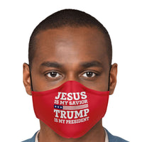 Load image into Gallery viewer, Designs by MyUtopia Shout Out:Jesus is my Savior - Trump Is My President Fitted Face Mask w. Adjustable Ear Loops
