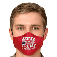 Load image into Gallery viewer, Designs by MyUtopia Shout Out:Jesus is my Savior - Trump Is My President Fitted Face Mask w. Adjustable Ear Loops
