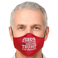 Load image into Gallery viewer, Designs by MyUtopia Shout Out:Jesus is my Savior - Trump Is My President Fitted Face Mask w. Adjustable Ear Loops
