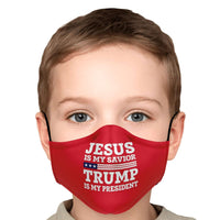 Load image into Gallery viewer, Designs by MyUtopia Shout Out:Jesus is my Savior - Trump Is My President Fitted Face Mask w. Adjustable Ear Loops
