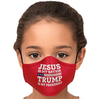 Load image into Gallery viewer, Designs by MyUtopia Shout Out:Jesus is my Savior - Trump Is My President Fitted Face Mask w. Adjustable Ear Loops
