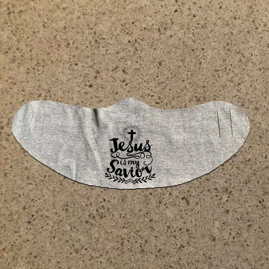 Designs by MyUtopia Shout Out:Jesus Is My Savior Fabric Face Covering / Face Mask,Athletic Heather,Fabric Face Mask