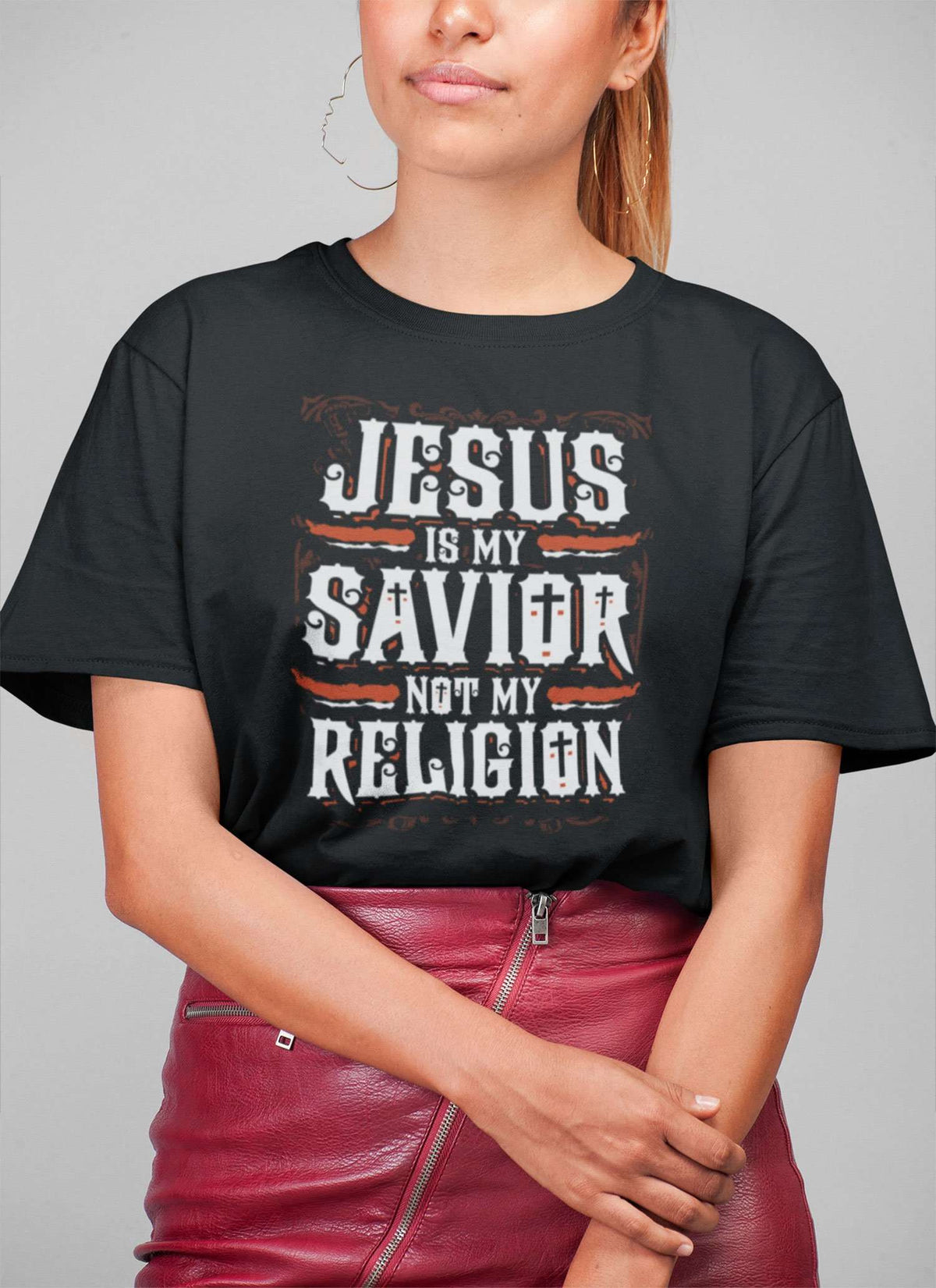 Designs by MyUtopia Shout Out:Jesus Is My Savior Not My Religion Adult Unisex T-Shirt