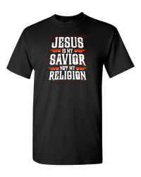 Load image into Gallery viewer, Designs by MyUtopia Shout Out:Jesus Is My Savior Not My Religion Adult Unisex T-Shirt,Black / S,Adult Unisex T-Shirt

