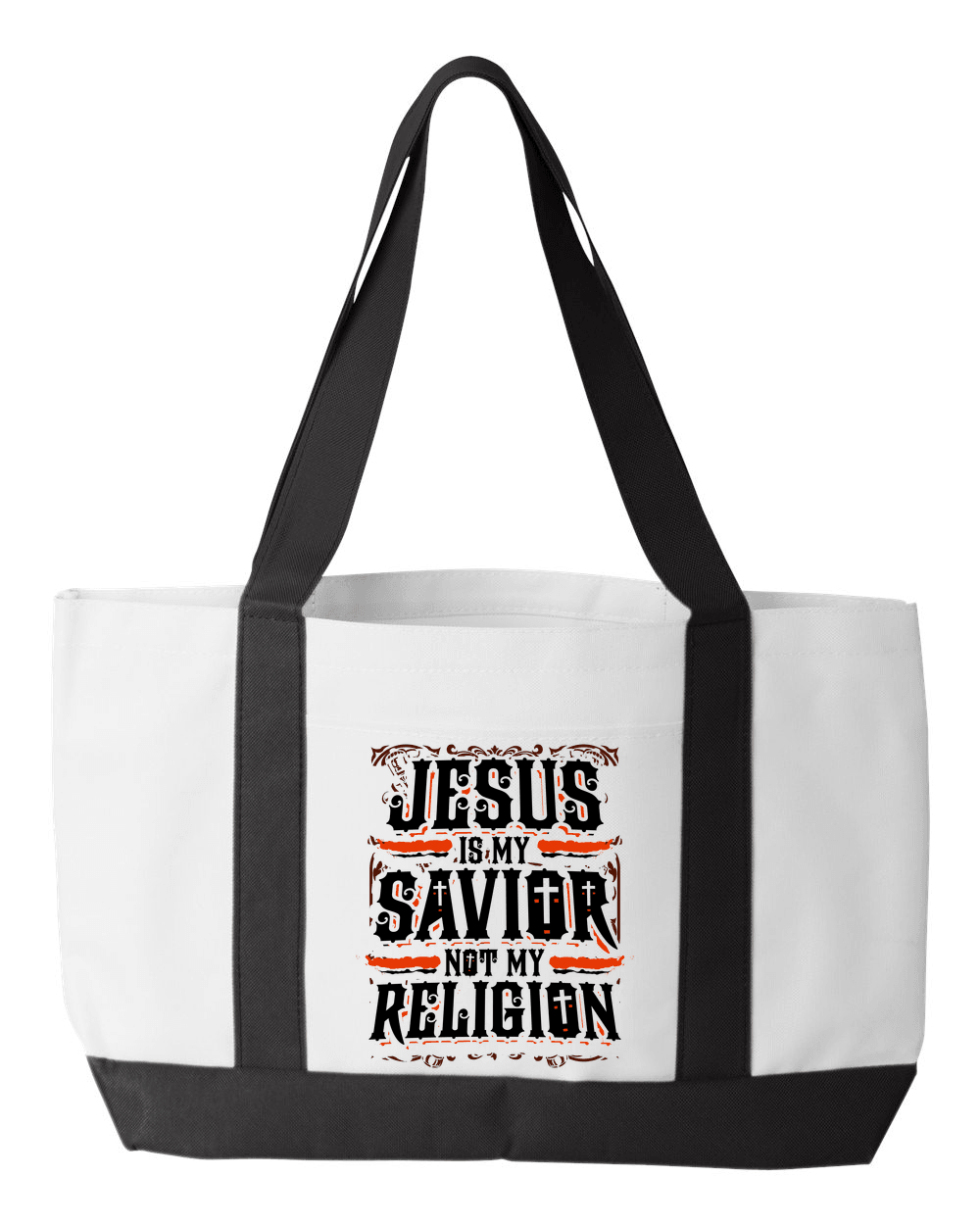 Designs by MyUtopia Shout Out:Jesus Is My Savior Not My Religion Canvas Totebag Gym / Beach / Pool Gear Bag