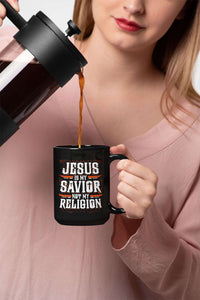 Load image into Gallery viewer, Designs by MyUtopia Shout Out:Jesus Is My Savior Not My Religion Ceramic Coffee Mug - Black
